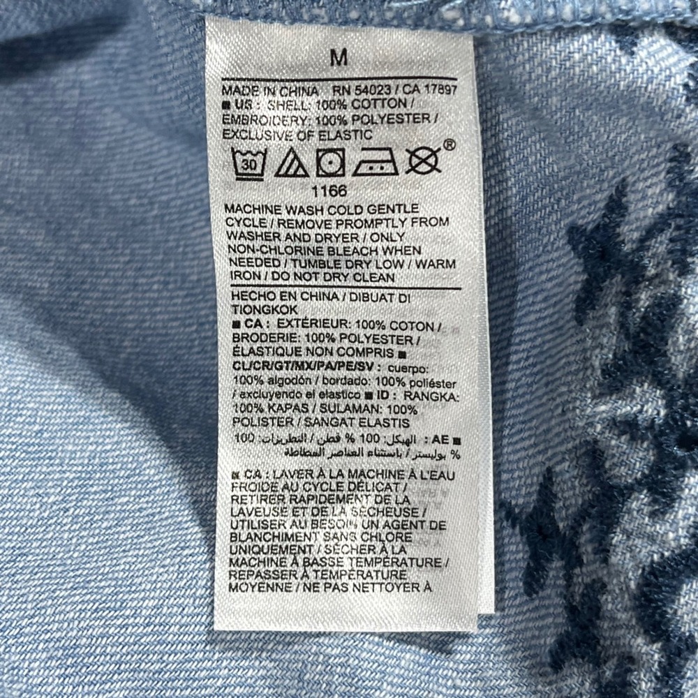 Old Navy Western Boho Embroidered Chambray Midi Dress Medium Country Prairie 90s - Picture 9 of 9